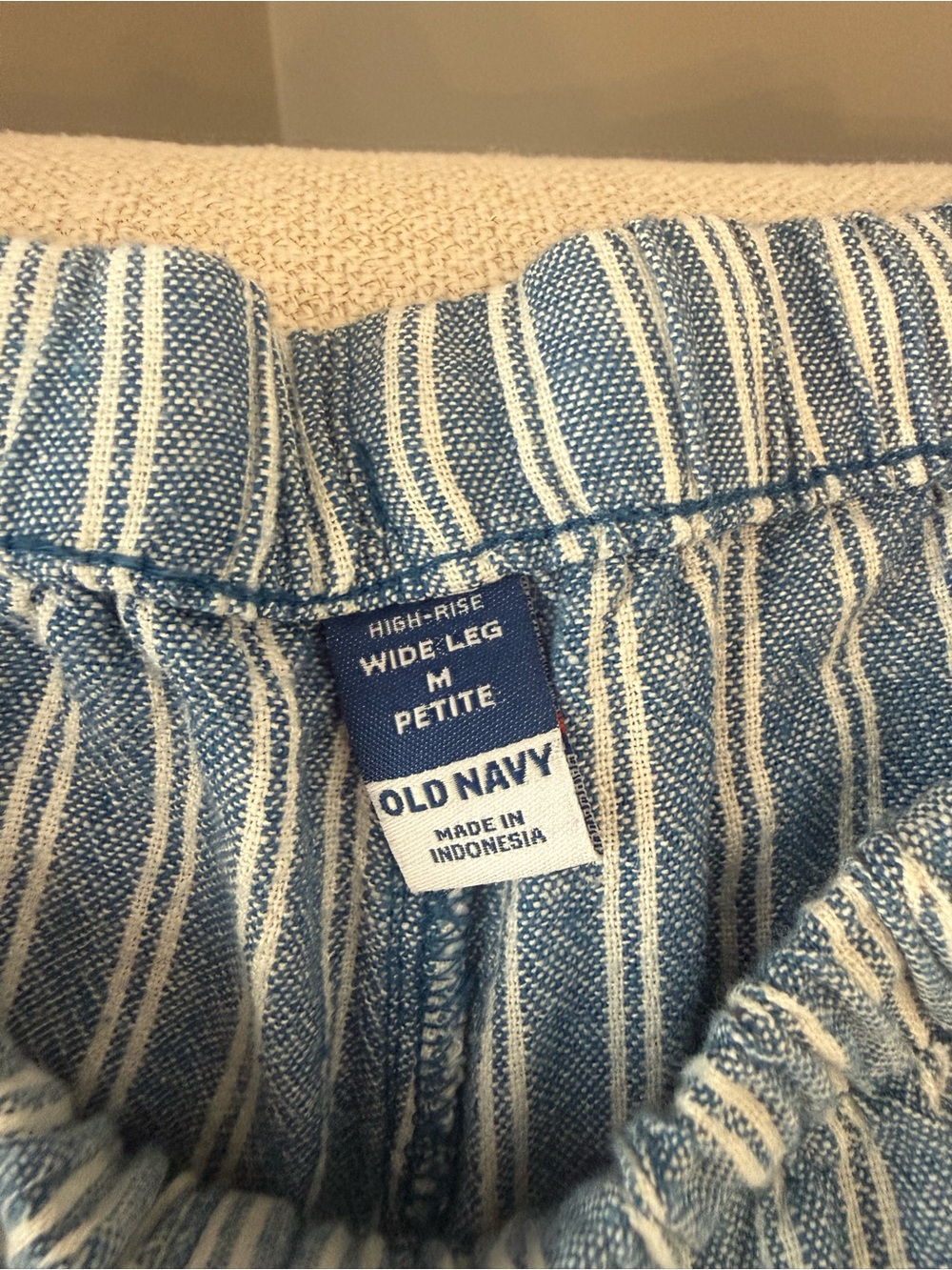 Old Navy Wide-Leg Linen Blend Pants - Light Blue Striped - Picture 4 of 4